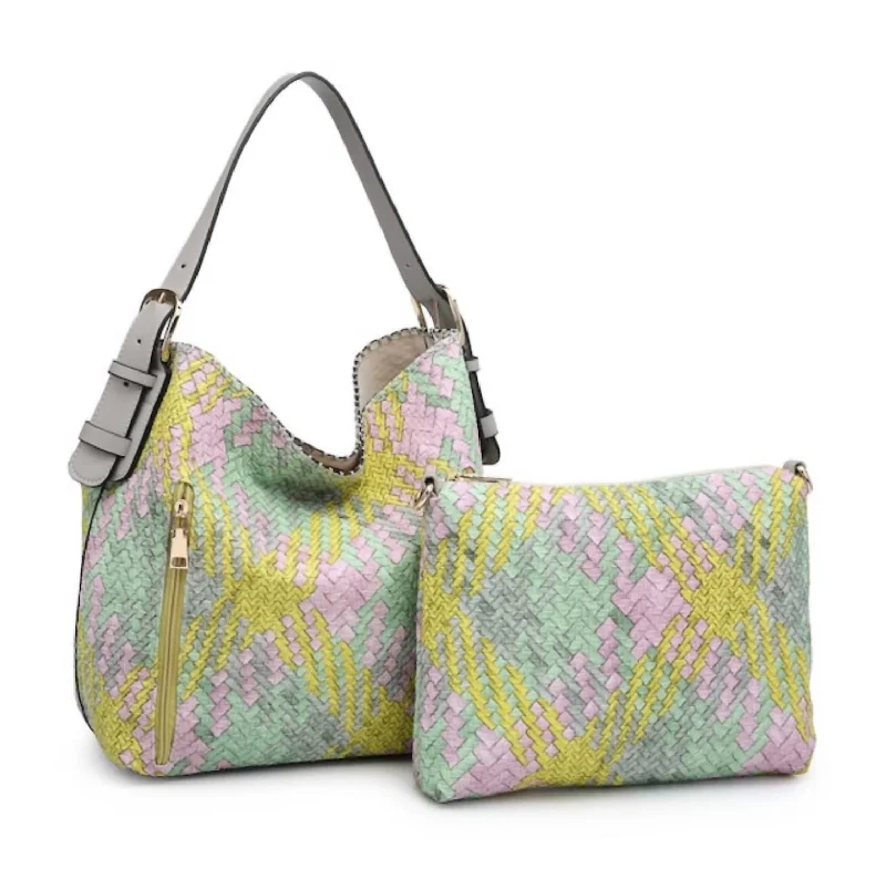 Canvas hobo bag with a colorful patchwork design for a bohemian styleWomen's Alexa Hobo Bag In Yellow