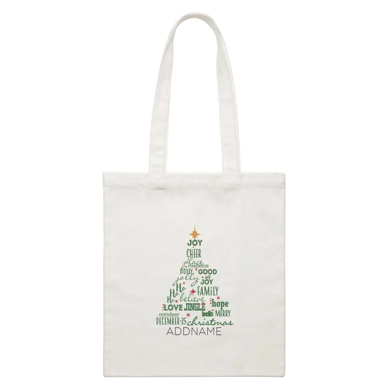 Canvas lunch bag with an insulated interior and a zippered closureXmas Christmas Tree with Blessings Words Canvas Bag