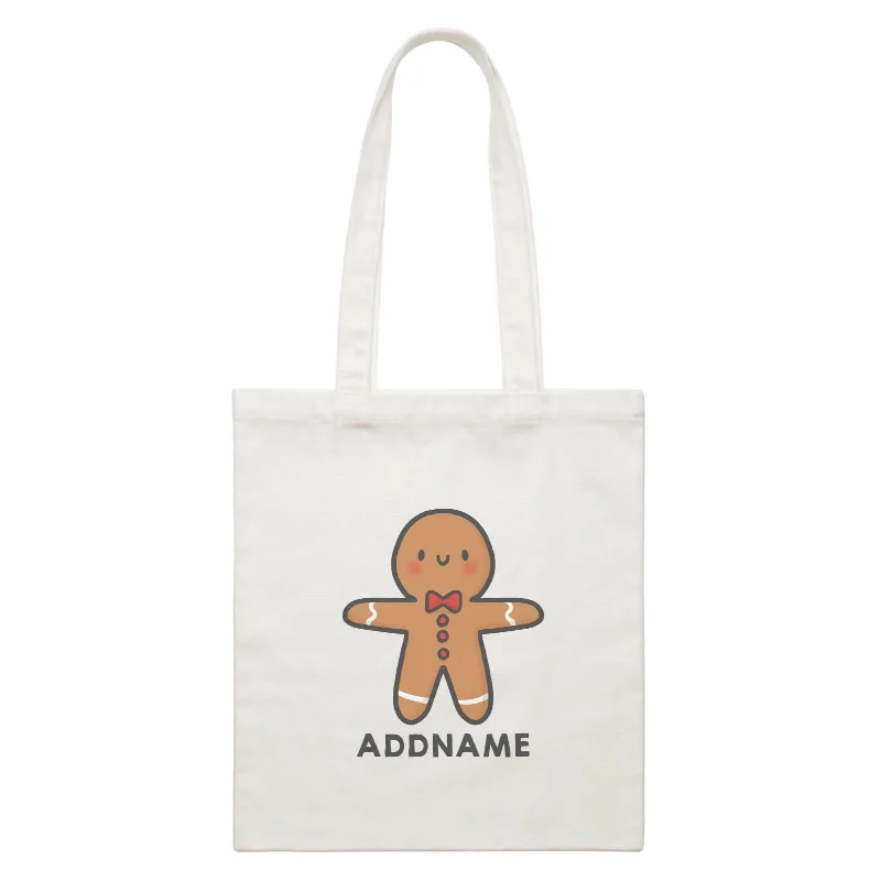 Canvas tool bag with multiple compartments and a durable constructionXmas Cute Gingerbread Man Addname White Canvas Bag