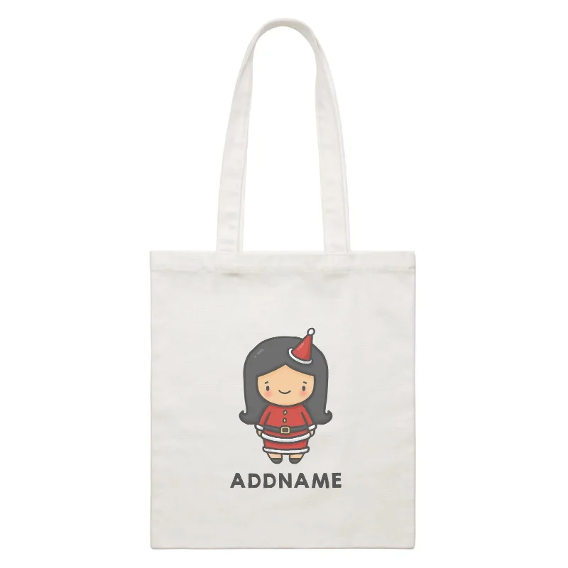 Canvas laptop bag with a padded sleeve and a zip - around closureXmas Cute Girl Addname White Canvas Bag