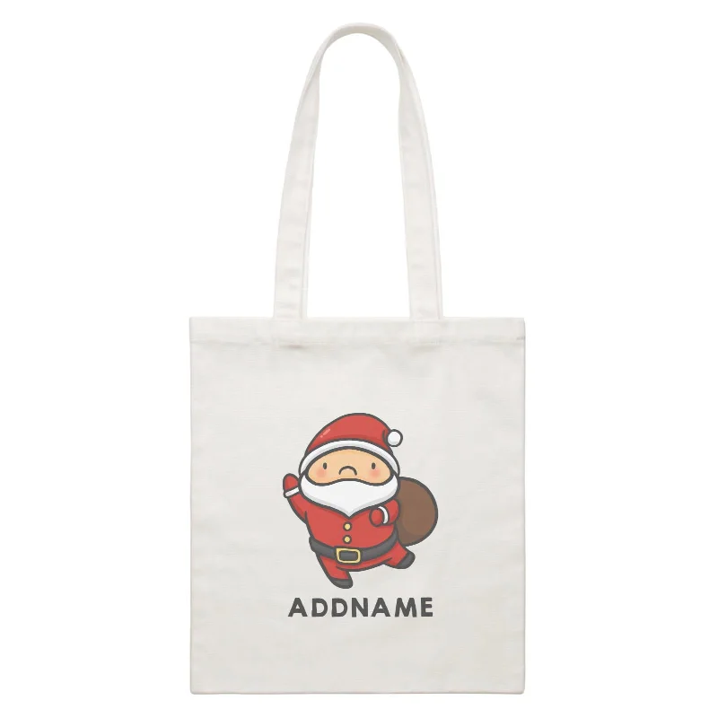 Women's canvas tote bag with a large floral print and leather handlesXmas Cute Santa Claus Addname Accessories Canvas Bag