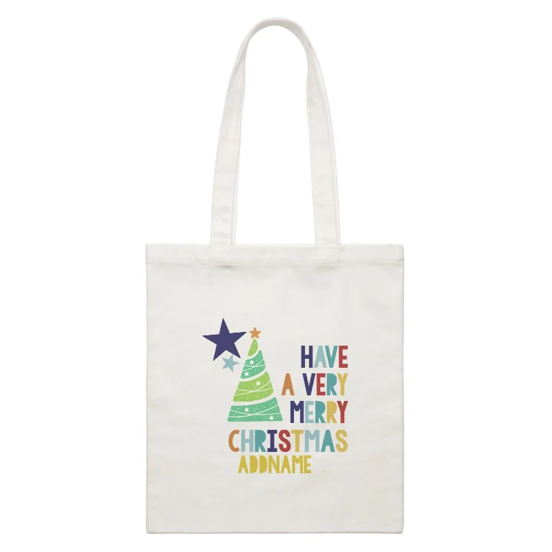 Canvas duffel bag with a drawstring closure and a large capacity for travelXmas Have A Very Merry Christmas with Christmas Tree Canvas Bag