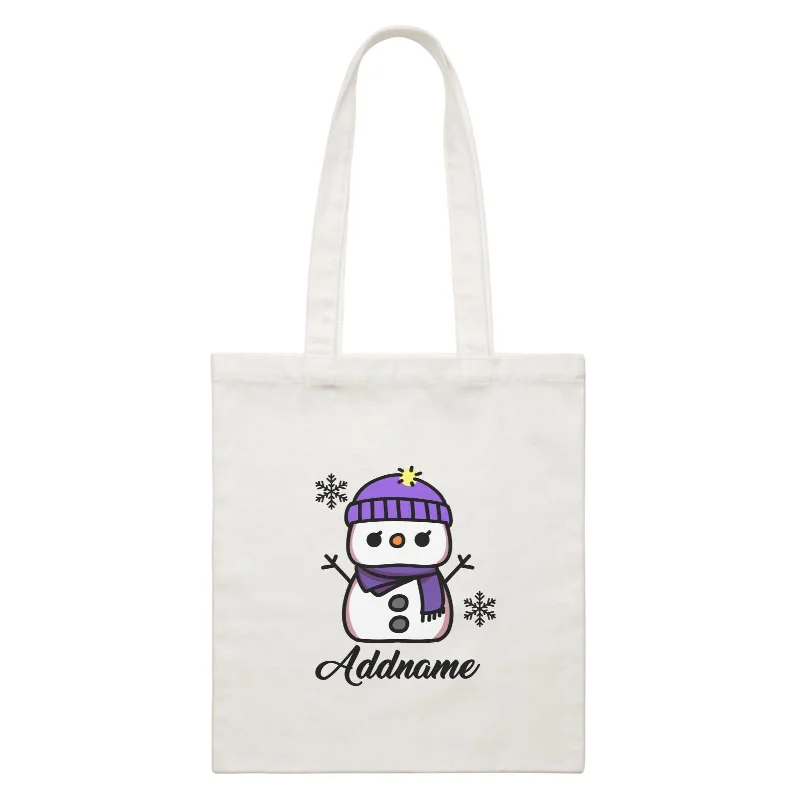 Canvas waist bag with a quick - release buckle and a compact sizeXmas Mama Snowman White Canvas Bag