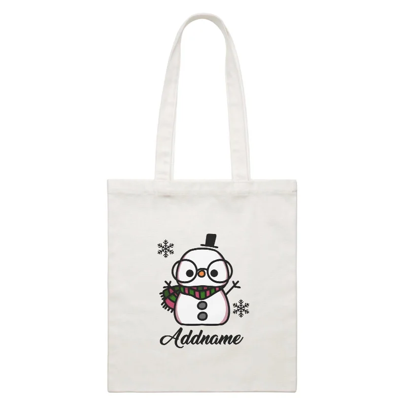 Canvas diaper bag with a changing pad and multiple pockets for baby essentialsXmas Papa Snowman White Canvas Bag