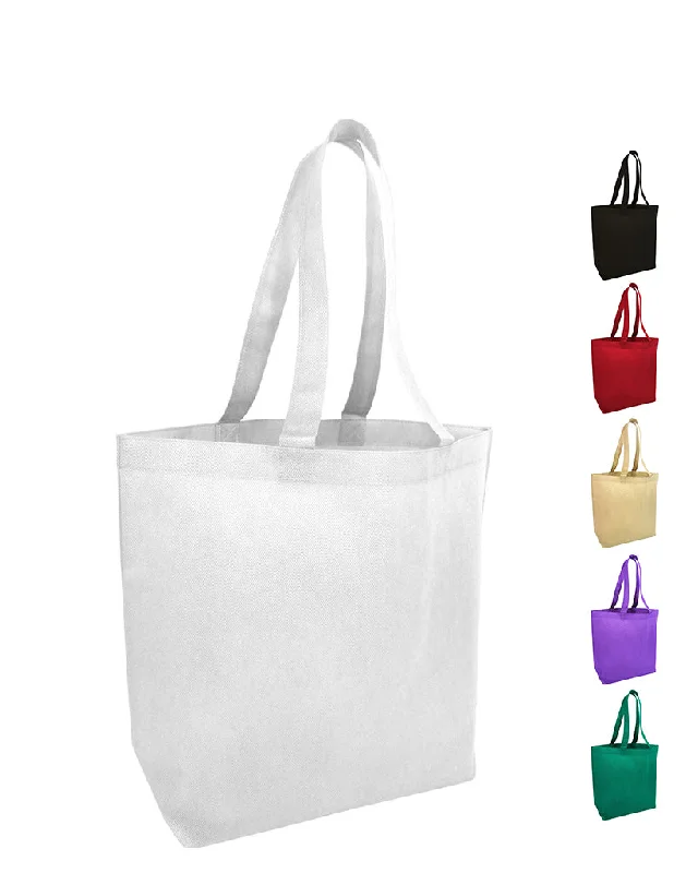 Tote bag with multiple internal compartments and a zippered pocket for organization50 ct Economical Promotional Large Tote Bags with Bottom Gusset - Pack of 50