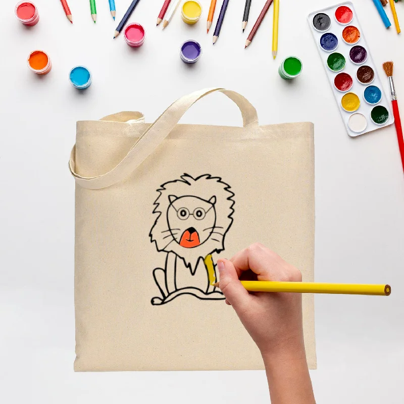 Studded leather tote bag with a punk-rock edgeBlack Color The Lion King Tote Bag (Basic Level) - Coloring-Painting Bags for Kids