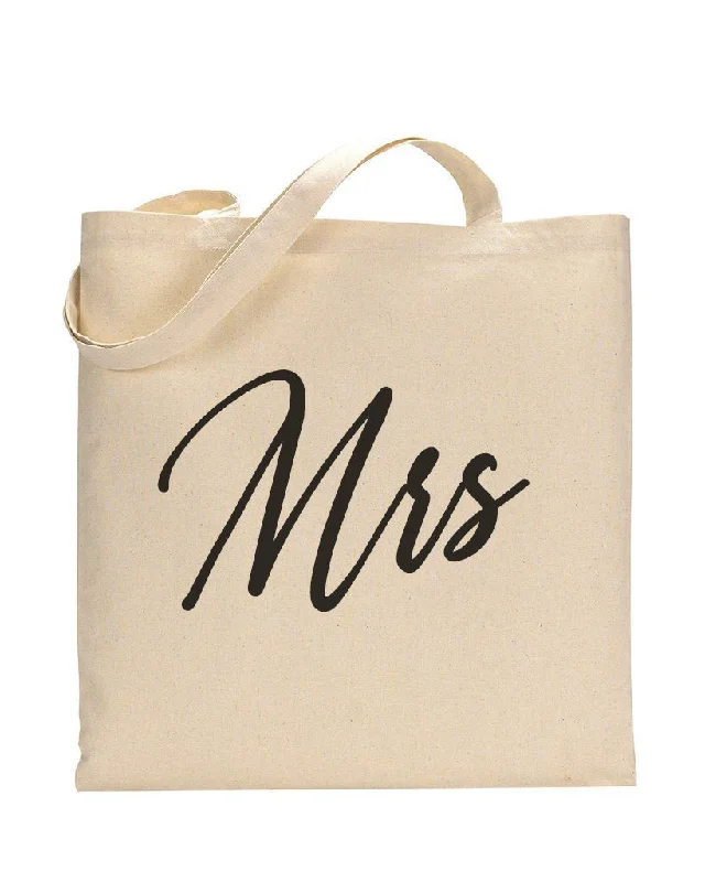 Plus-size tote bag with an extra-large capacity for carrying all essentialsBlack Color Mrs Tote Bag - Bridal-Wedding Tote Bags