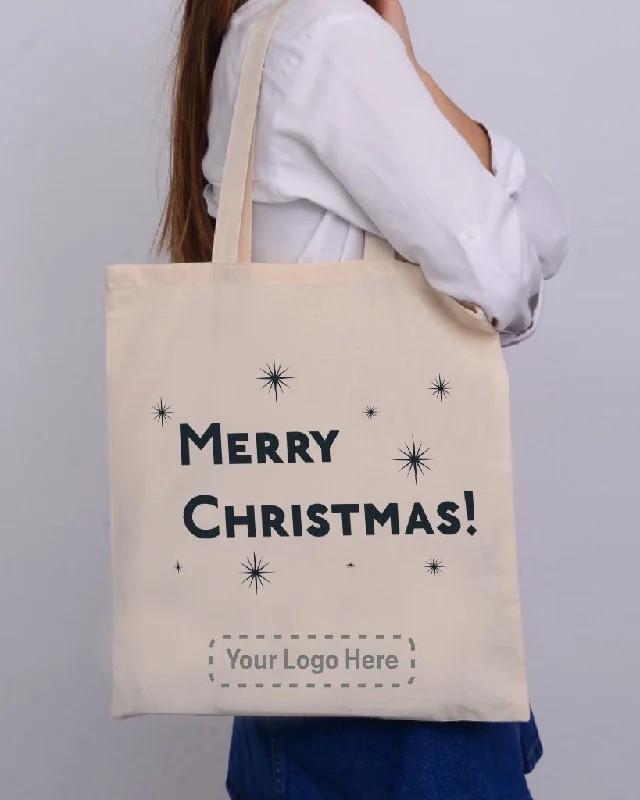 Canvas tote bag with a large printed city map for a trendy lookBlack Color Stars Merry Christmas Tote Bag - Christmas Bags