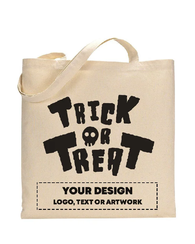 Laser-cut leather tote bag with a geometric pattern for a modern aestheticBlack Color Trick or Treat - Halloween Tote Bags