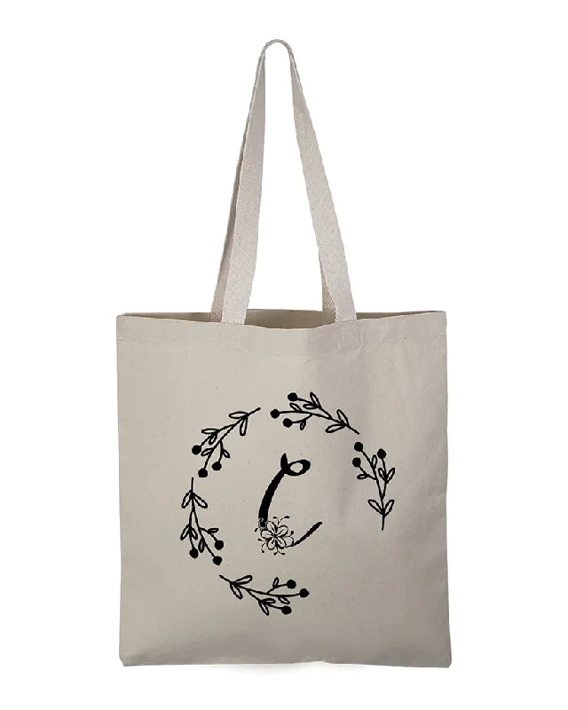 Canvas tote bag with a large printed city map for a trendy look''C'' Letter Initial Canvas Tote Bag - Initials Bags