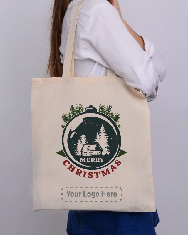 Waterproof nylon tote bag with a roll-top closure for outdoor useChristmas Snow Globe Tote Bag - Christmas Bags