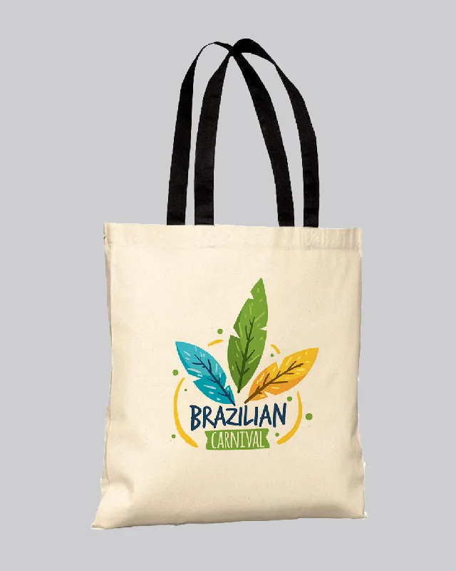 Color-blocked tote bag in bold primary colors for a fashion statementColor Handle Customized Cotton Tote Bags / Promo Logo Tote Bags Two Tone - TB160