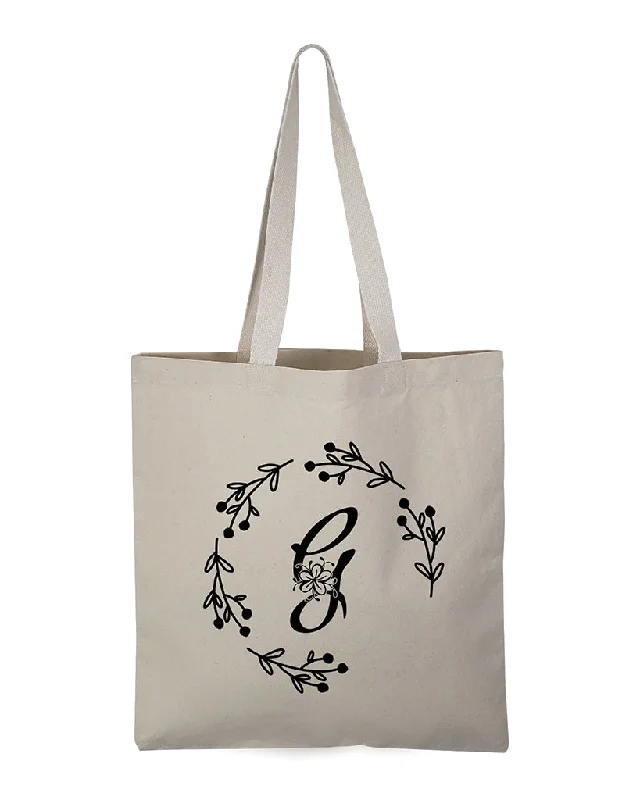 Faux fur-lined tote bag for a cozy winter accessory''G'' Letter Initial Canvas Tote Bag - Initials Bags