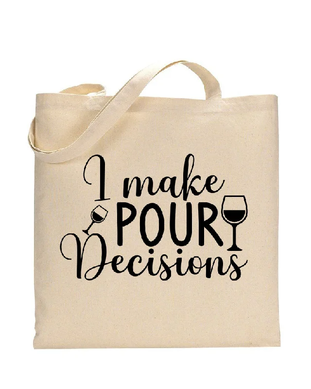 Metallic leather tote bag with a shiny finish for evening eventsI Make Pour Decisions Design - Winery Tote Bags