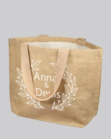 Tote bag with a hidden anti-theft pocket and RFID-blocking liningCustomized Deluxe Jute Burlap Tote Bags with Cotton Interior Customized - Personalized Jute Burlap With Your Logo - TJ894