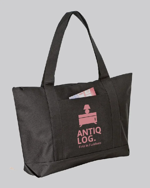 Plus-size tote bag with an extra-large capacity for carrying all essentialsCustomized Polyester Beach Tote Bags with Zipper - Personalized Tote Bags With Your Logo - BS217