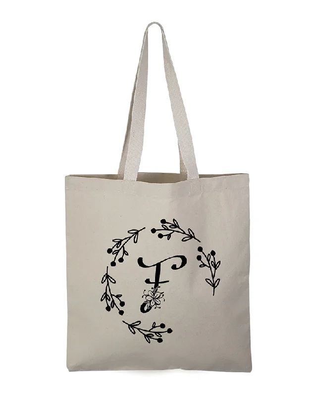 Tote bag with a tassel or fringe detail for a bohemian style''F'' Letter Initial Canvas Tote Bag - Initials Bags