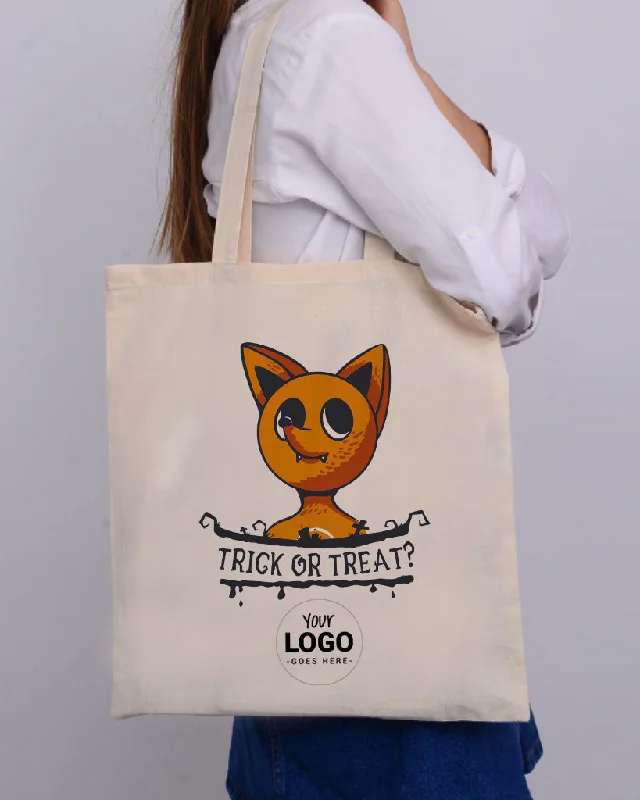 Women's leather tote bag with hand-stitched details and gold hardware for luxuryFox Trick or Treat? - Halloween Tote Bags