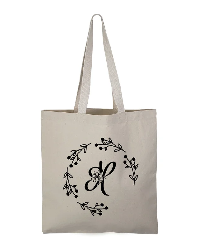 Tote bag with a tassel or fringe detail for a bohemian style''H'' Letter Initial Canvas Tote Bag - Initials Bags