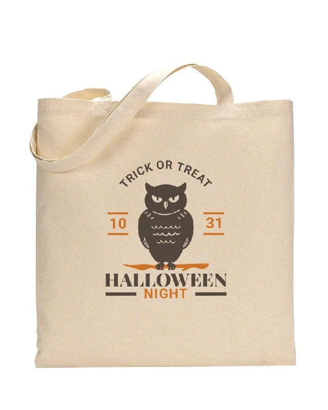 Tote bag with multiple internal compartments and a zippered pocket for organizationHalloween Owl - Halloween Tote Bags