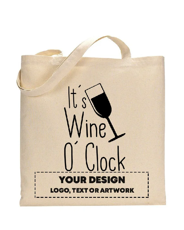 Vintage-inspired leather tote bag with a classic monogram for a timeless appealIt's Wine O'Clock Design - Winery Tote Bags