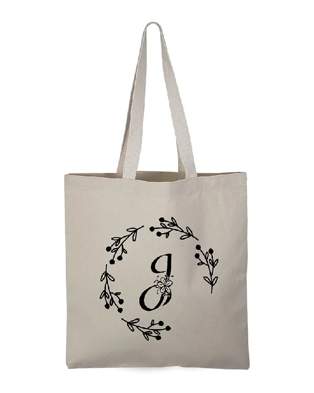 Tote bag with a tassel or fringe detail for a bohemian style''J'' Letter Initial Canvas Tote Bag - Initials Bags