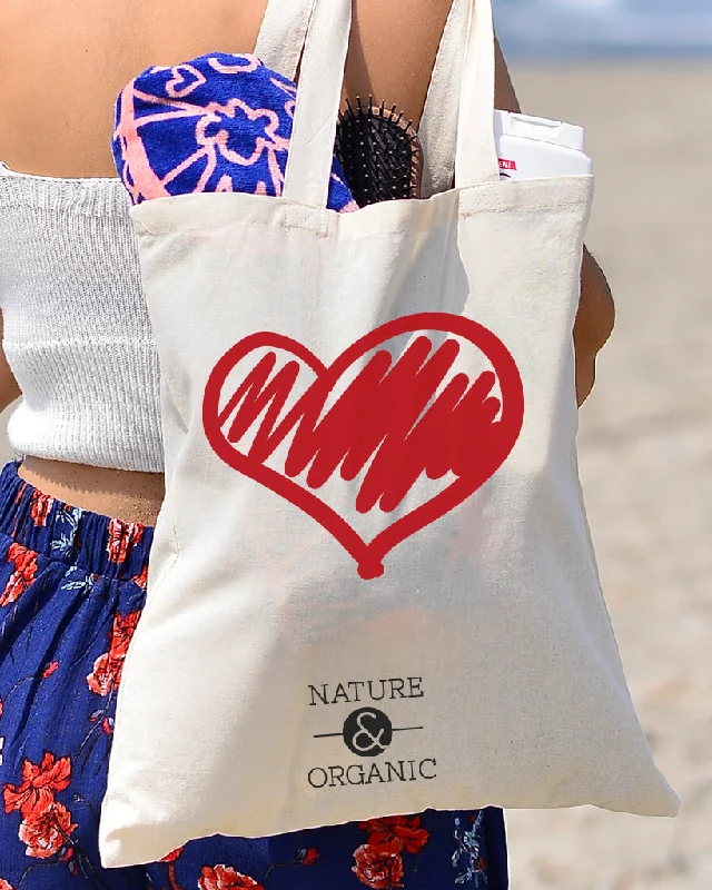 Color-blocked tote bag in bold primary colors for a fashion statementLove Drawing - Valentine's Tote Bag