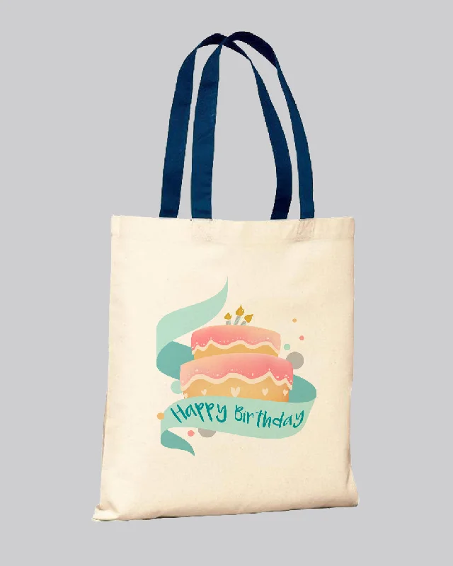 Floral-printed cotton tote bag with a ruffled edge for spring and summerNavy/Natural Color Handle Customized Tote Bags - Promo Logo Tote Bags Two Tone