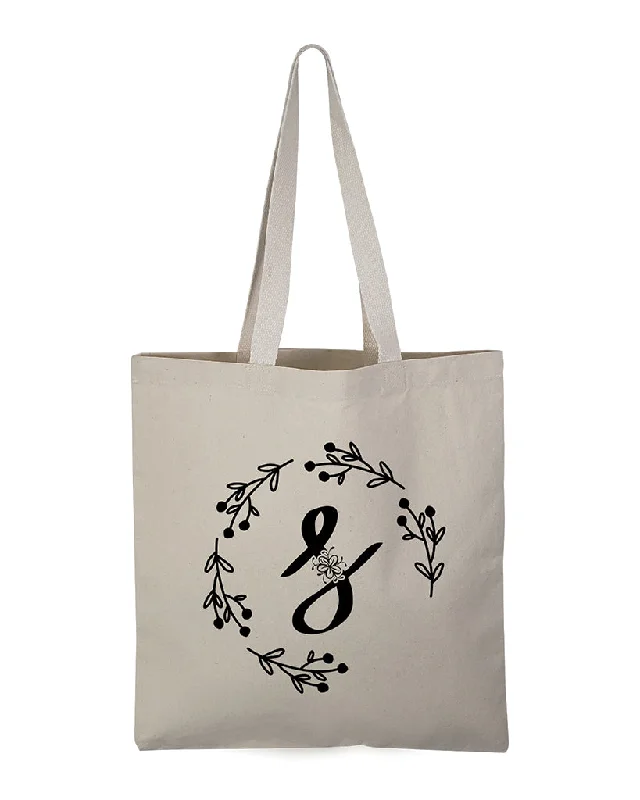 Vintage-inspired leather tote bag with a classic monogram for a timeless appeal''S'' Letter Initial Canvas Tote Bag - Initials Bags