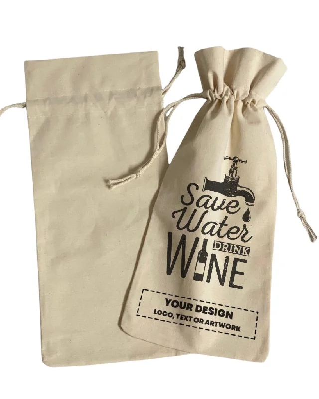 Floral-printed cotton tote bag with a ruffled edge for spring and summerSave Water Drink Wine Design - Winery Tote Bags