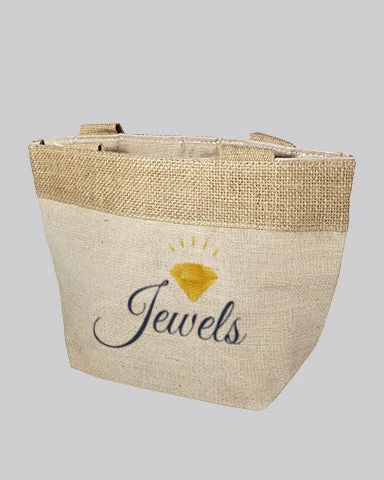 Leatherette tote bag with a quilted pattern and a magnetic snap closureSmall Fancy Burlap Bags Customized - Personalized Fancy Burlap Bags With Your Logo - TJ893