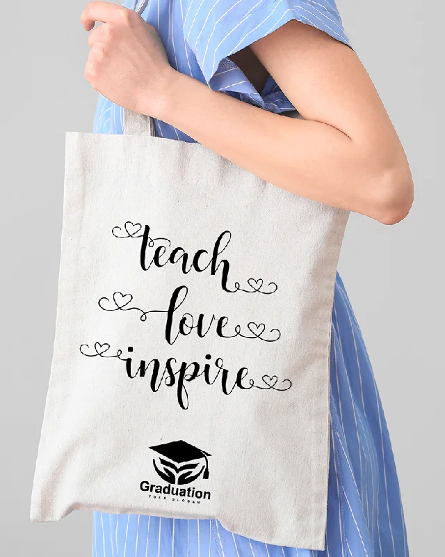 Tote bag with a detachable pouch for easy access to small itemsTeach Love Inspire Customizable Tote Bag - Teacher's Tote Bags