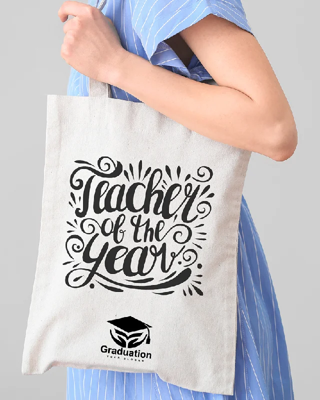 Waterproof nylon tote bag with a roll-top closure for outdoor useTeacher of the Year Customizable Tote Bag - Teacher's Tote Bags