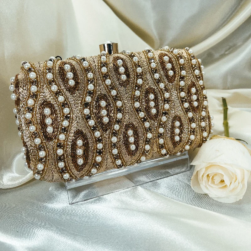 Mother - of - pearl clutch with a delicate sheenAHANA Clutch (Gold)