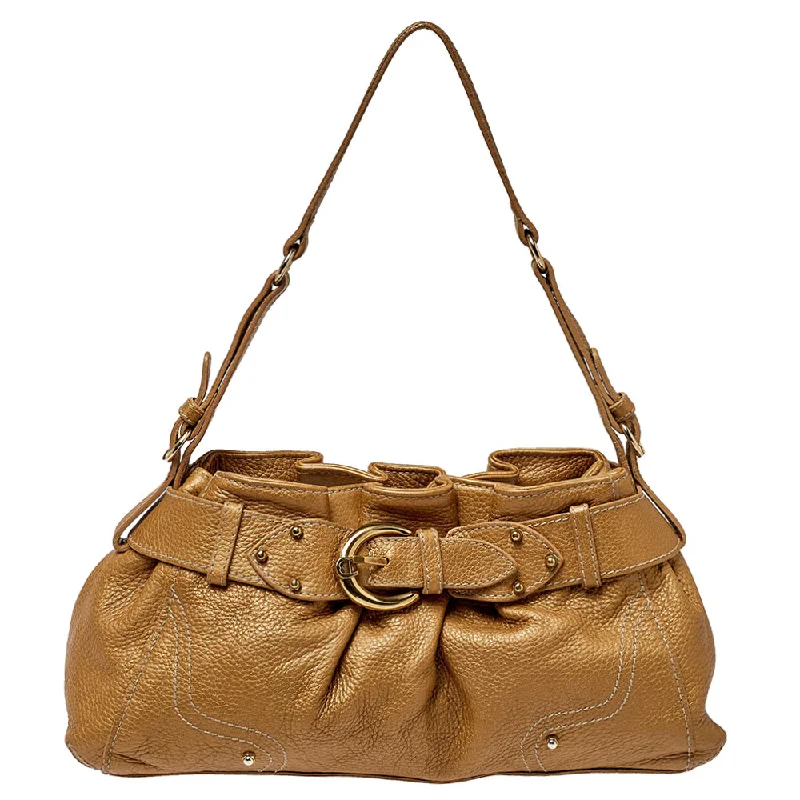 Women's leather satchel with a hand-stitched edge for a premium lookAigner   Pleated Leather Satchel