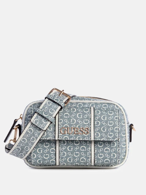 Canvas crossbody bag with a patchwork design for a casual and artsy feelAnge Top Zip Crossbody