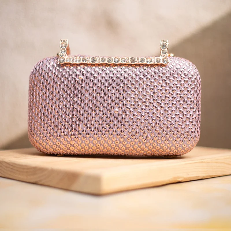 Clutch with a removable strap to be used as a hand - held or cross - bodyArtklim Pink Sequins Fabric Party Clutch