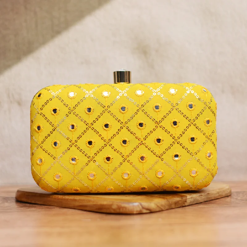 Floral - printed clutch for a spring or summer eveningArtklim Yellow Sequins Party Clutch