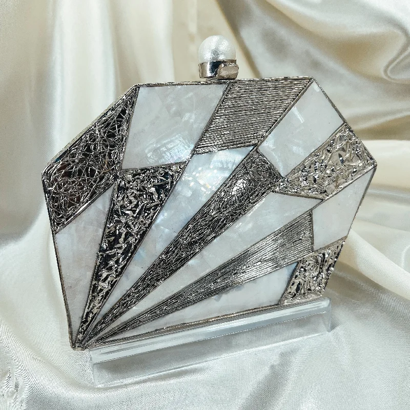 Mother - of - pearl clutch with a delicate sheenASHLEY Clutch (Silver)