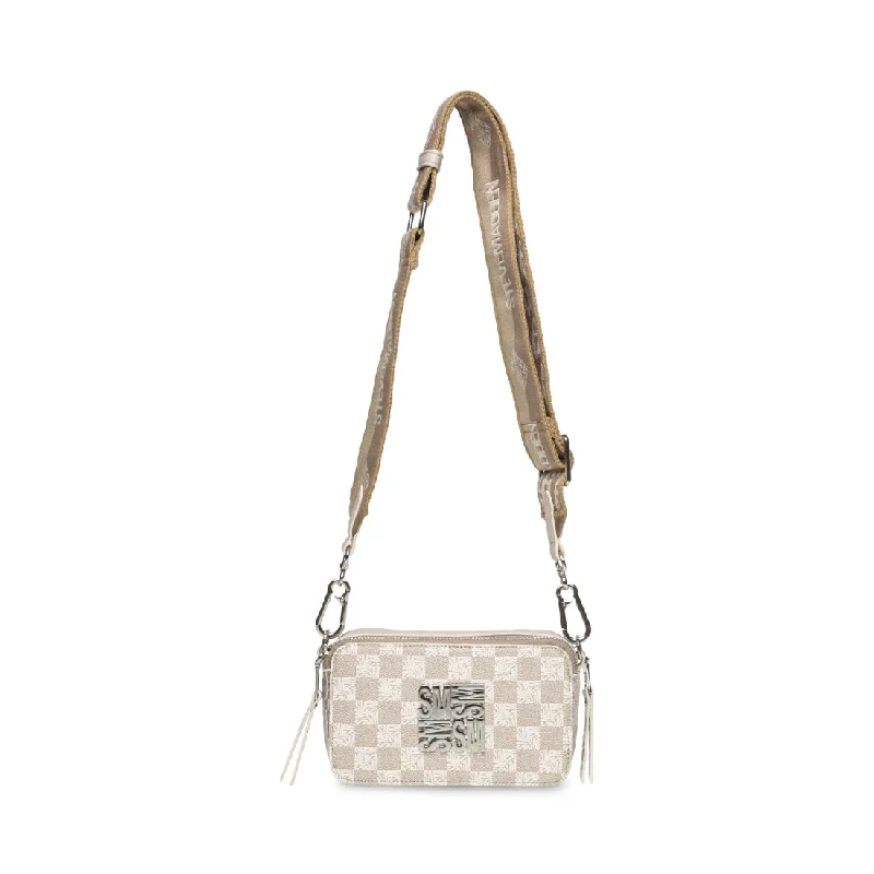 Metallic crossbody bag with a glittery finish for evening partiesBARI BEIGE