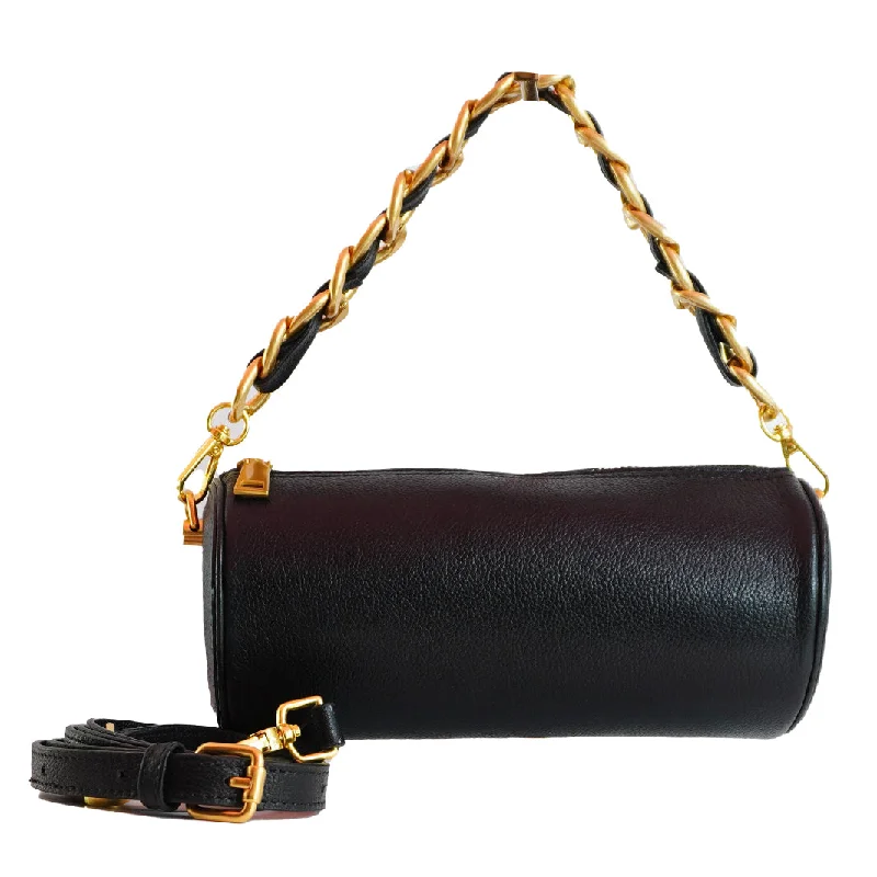 Color - blocked handle bag with a combination of bright and neutral colorsBarrel Bag (Black)