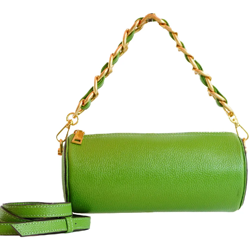 Color - blocked handle bag with a combination of bright and neutral colorsBarrel Bag (Green)