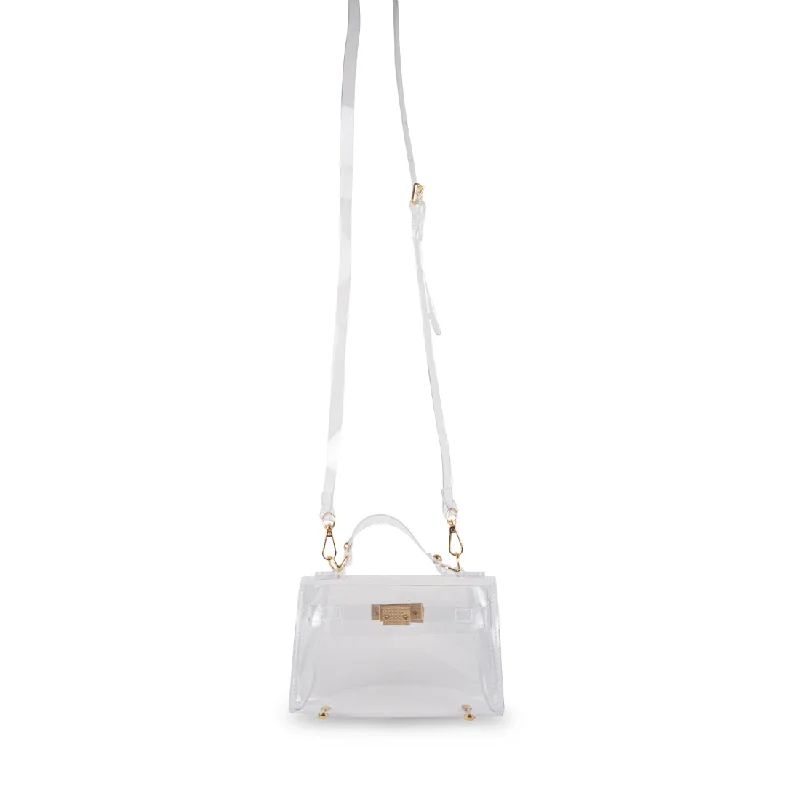 Vintage - style crossbody bag with a brass frame and leather strapsBCICI CLEAR