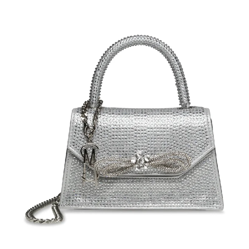 Silk - lined shoulder bag with a smooth interior for protecting belongingsBGLIMPSE SILVER