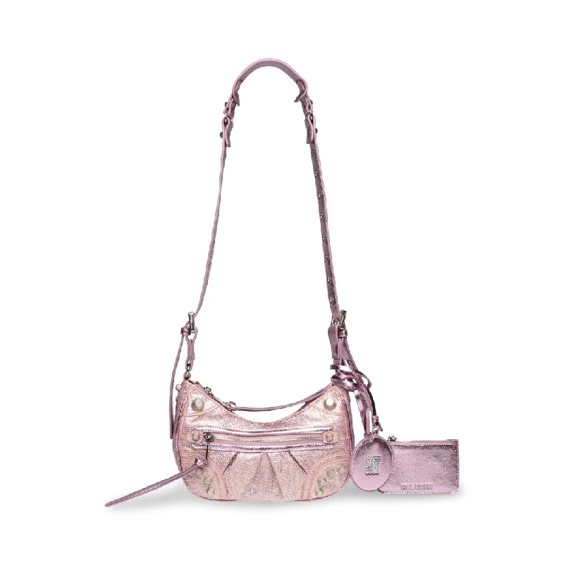 Soft suede shoulder bag in a warm camel color for autumn eleganceBGLOWY PINK