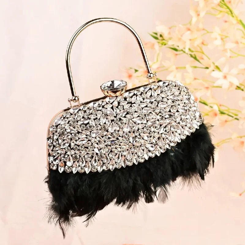 Miniature evening bag with a fold - over clasp for a compact optionBLACK FLAMINGO Clutch