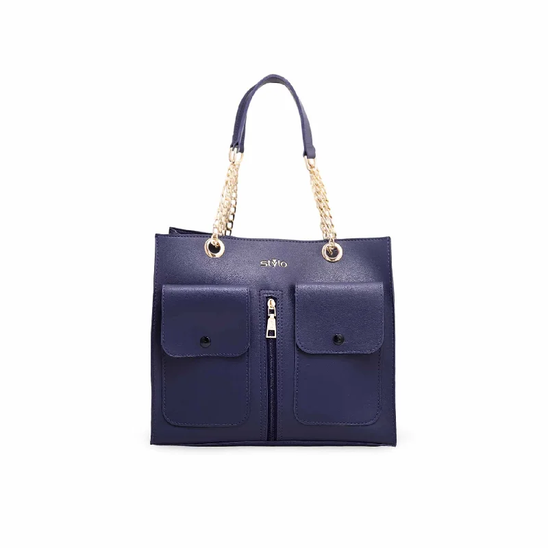 Shoulder bag with multiple compartments and a zippered pocket for organizationBlue Shoulder Bag P55466