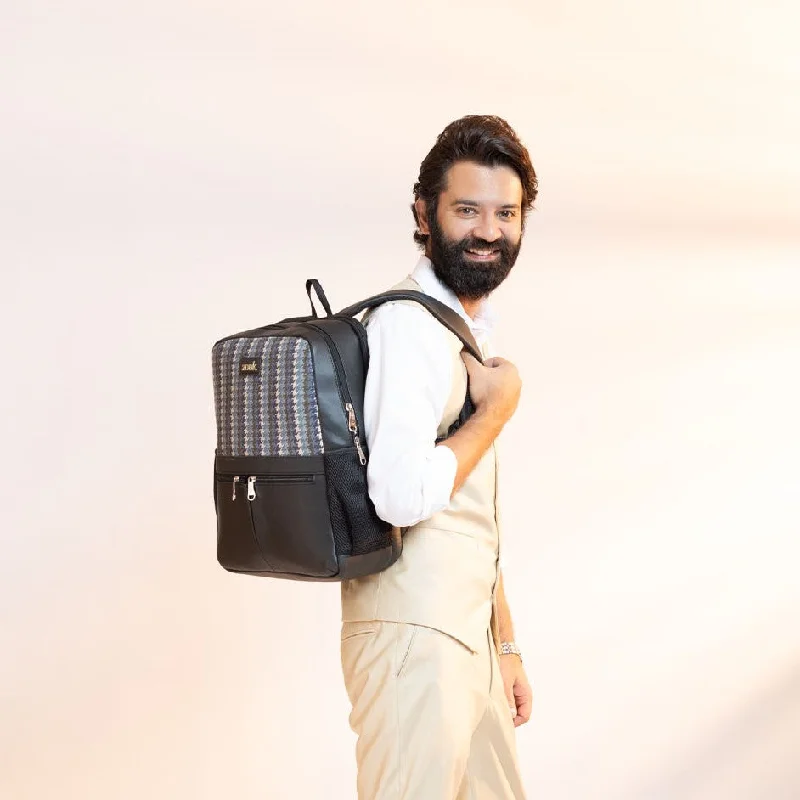 Embroidered backpack with detailed floral threadwork for a unique touchBombay Houndstooth Office Backpack