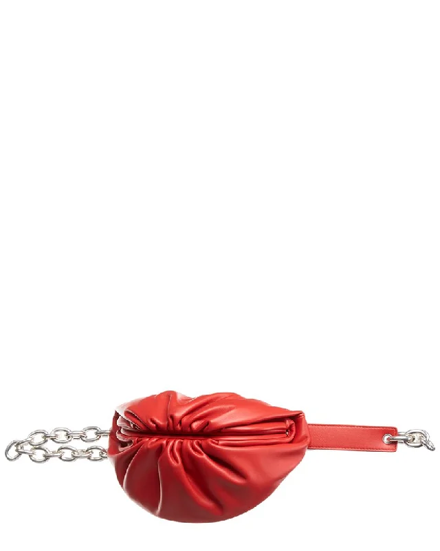 Patent leather clutch with a modern, minimalist designBottega Veneta The Belt Chain Leather Pouch