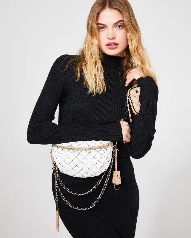 Leatherette shoulder bag with a quilted diamond pattern for sophisticationBPOSSESS WHITE MULTI